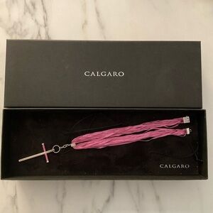 Calgaro Cross necklace pink silver New In Box